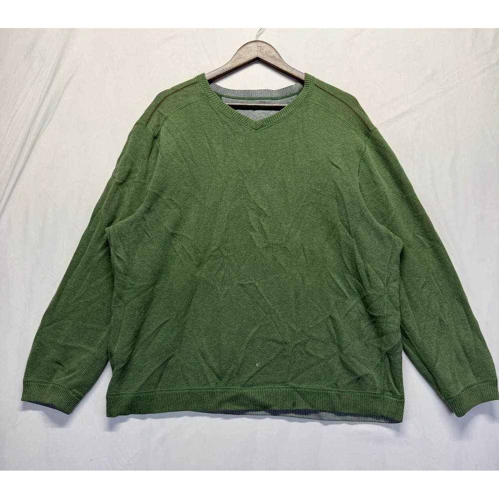 Tommy Bahama Reversible Sweaters Mens XL Green Gray Marlin Logo Loose Fit V-Neck